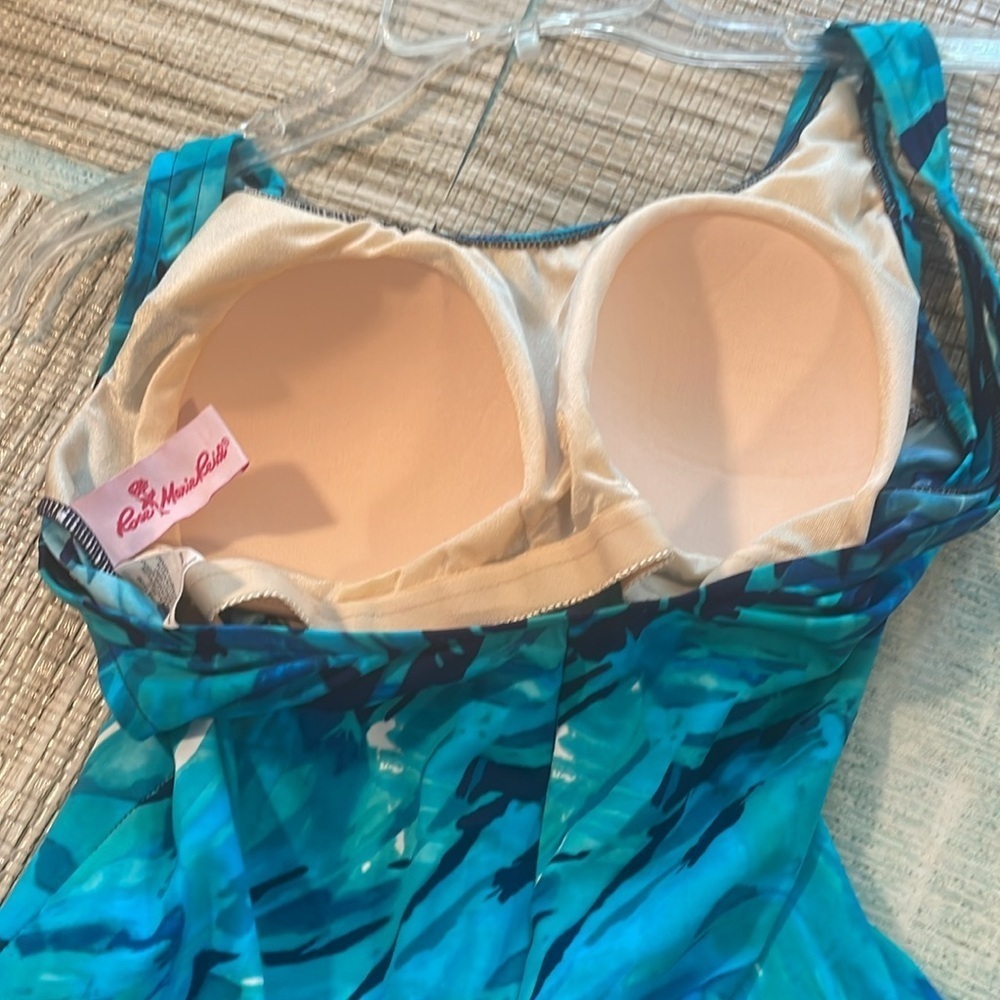 Blue Size 16 Women's Blue Patterned One Piece Swimsuit - Picture 2 of 11